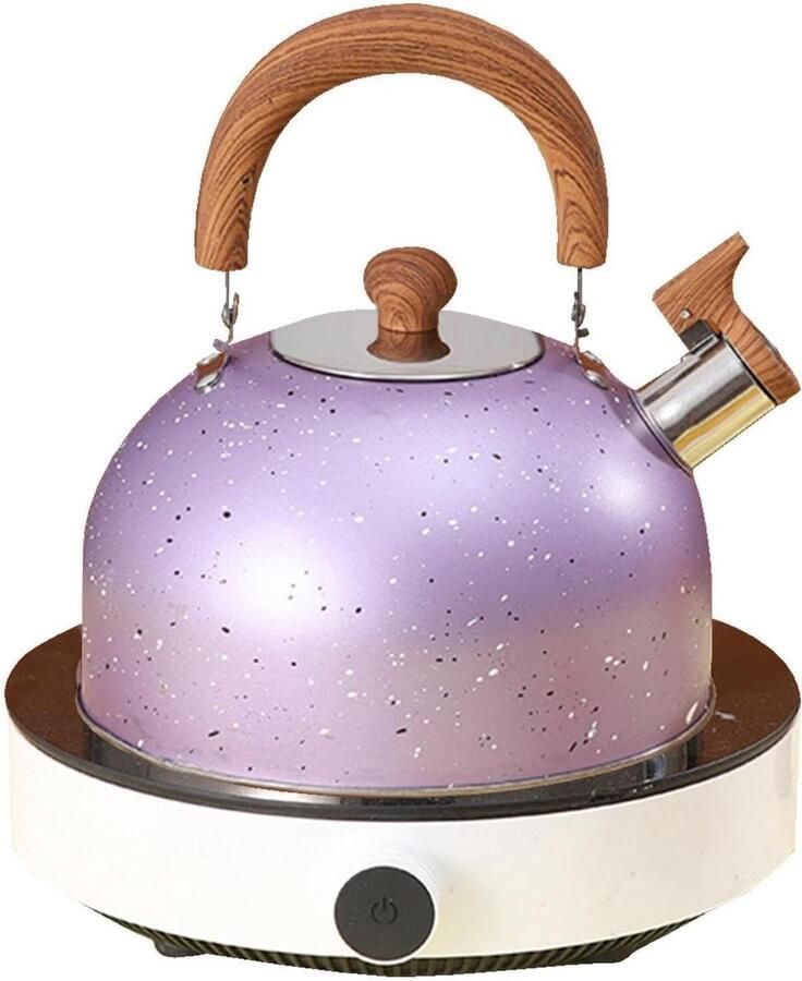 Fluitende Waterketel Theepot RVS Water Koken Luid Fluitje 2 Liter Paars
