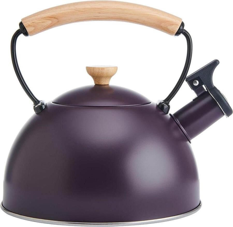 Fluitende Waterkoker Kookketel Koffie Thee Zetten Hittebestendig Hout 1.6 Liter Paars