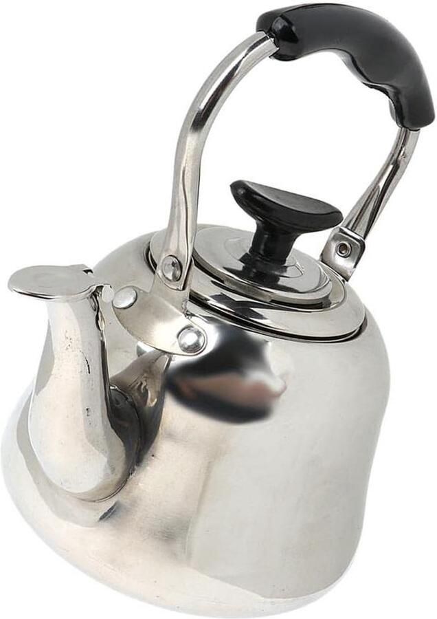 Fluitende Waterkoker Thee Koffie Pot Water Koken Anti-Hot Handvat 1 Liter Zilver