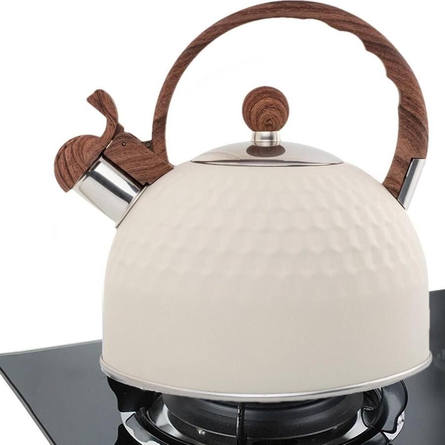 Fluitende Waterkoker Theeketel Fornuis Water Koken Ergonomische Handgreep 25 L Beige Hamer