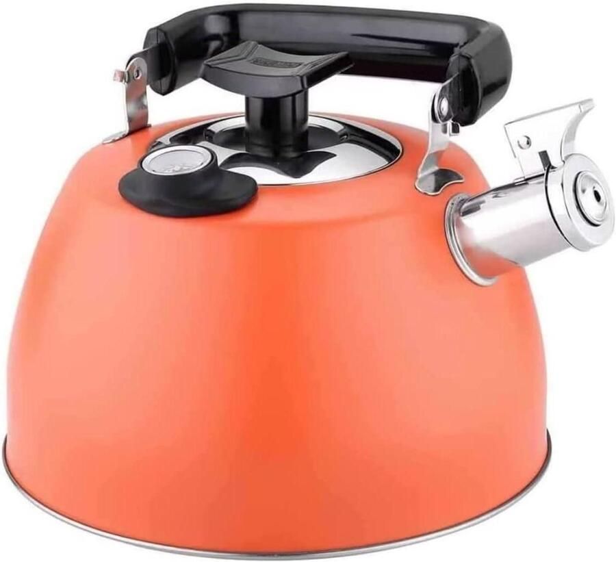 Waterkoker met Fluitje Theeketel Fluitketel Water Koken Met Temperatuurmeter 3.5 Liter Oranje