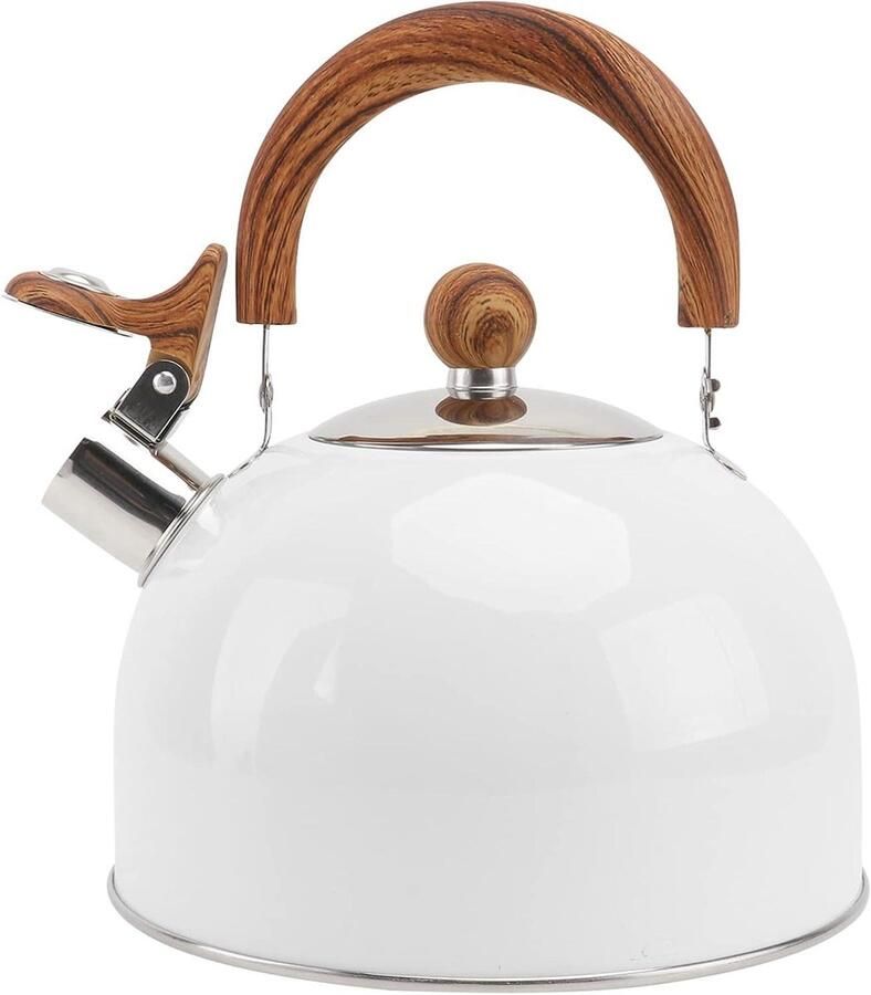 Fluitende Waterkoker Theeketel Kookplaat Water Koken Automatisch Fluitapparaat 2.5 L Wit