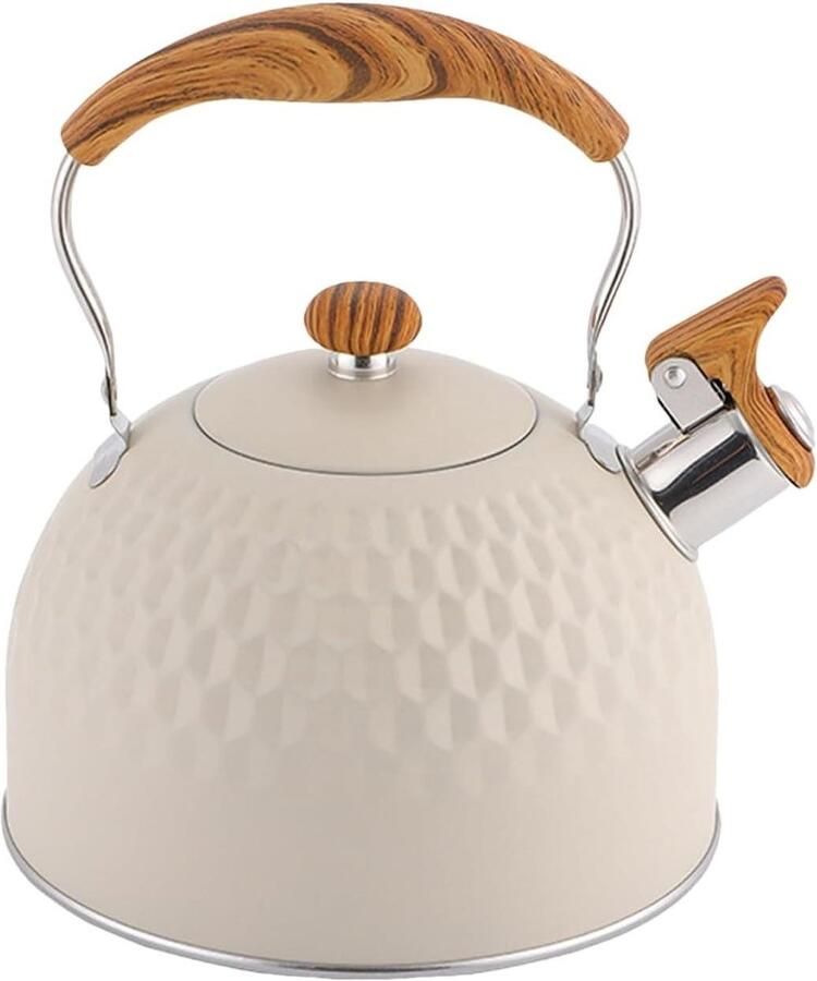 Waterkoker Fornuis Fluitketel RVS Snel Water Koken Automatische Uitschakeling 2.5 Liter Zilver
