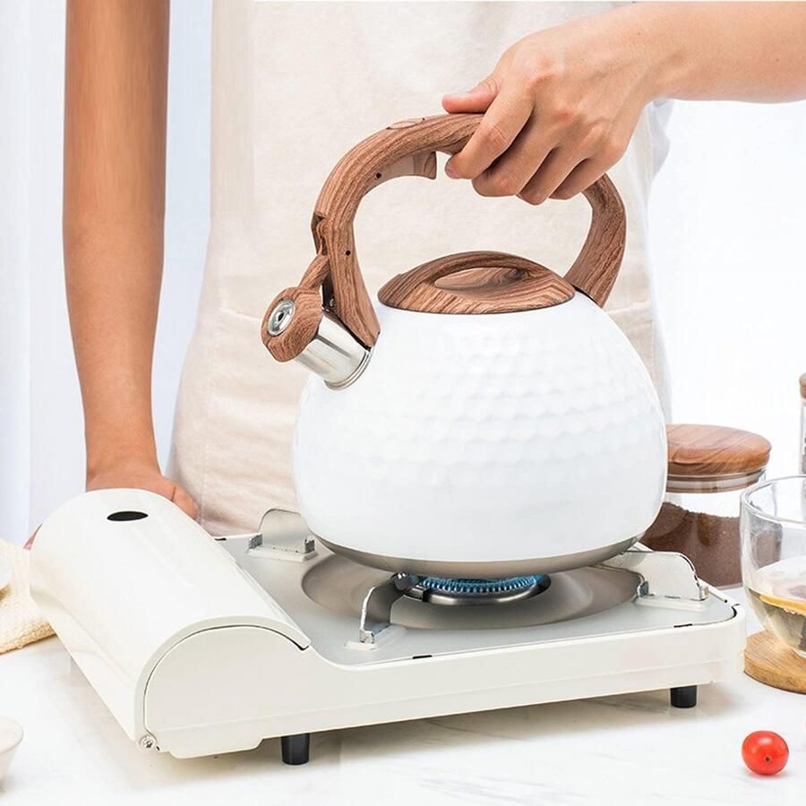 Fluitende Waterkoker Theepot Kookplaat Thee Zetten Snelle Verwarming Gelijkmatig 2.8 Liter Wit