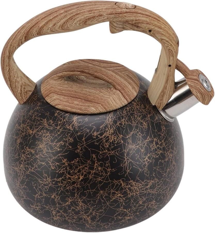 Fluitende waterkoker Theepot kookplaat Water koken Houtnerf patroon 3 Liter capaciteit Zilver