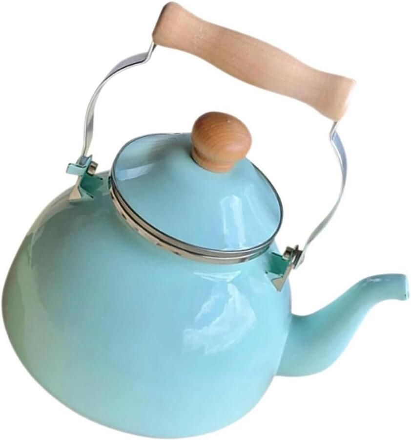 Fluitketel Emaille Waterkoker Theepot Water Koken Geschikt voor Inductie 17 x 17 x 13 cm Wit