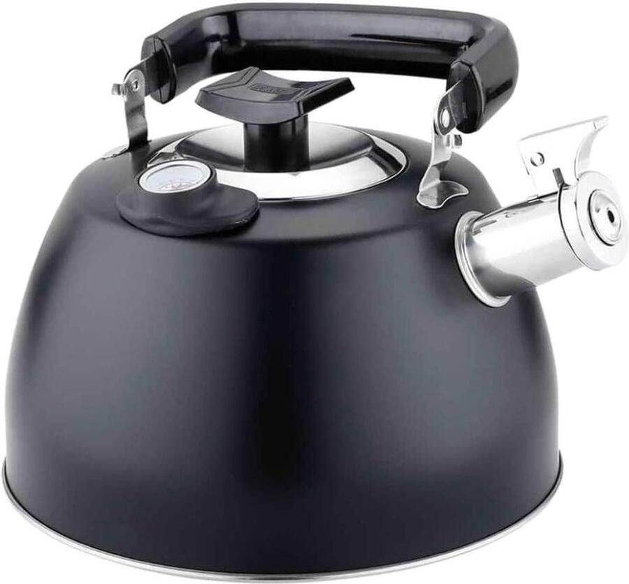 Fluitketel met Thermometer Waterkoker RVS Water Koken Temperatuur Weergave 3.5L Zwart