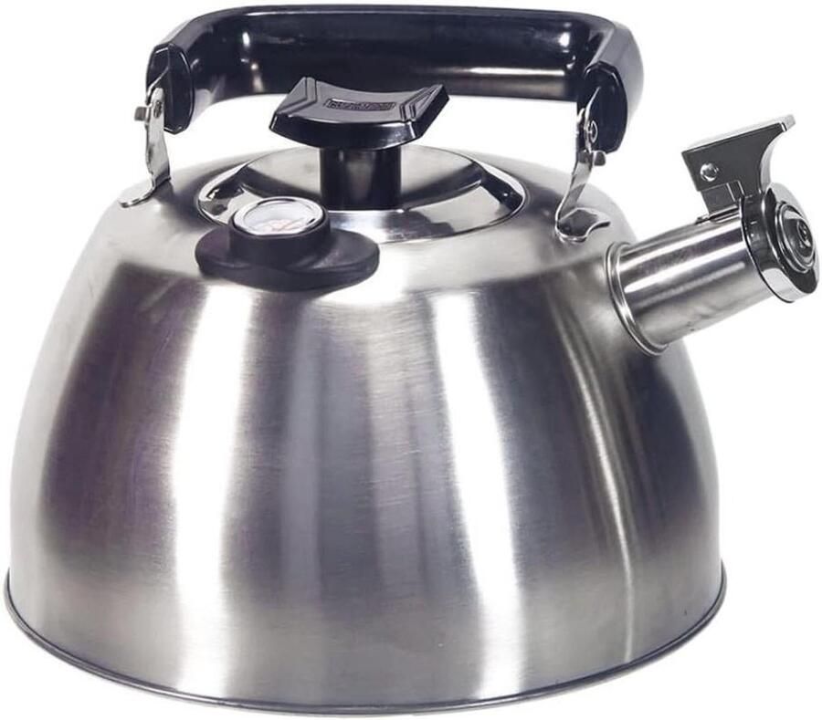 Fluitketel met Thermometer Waterkoker Gasfornuis Water Koken 304 Roestvrij Staal 3.5L Zilverkleurig