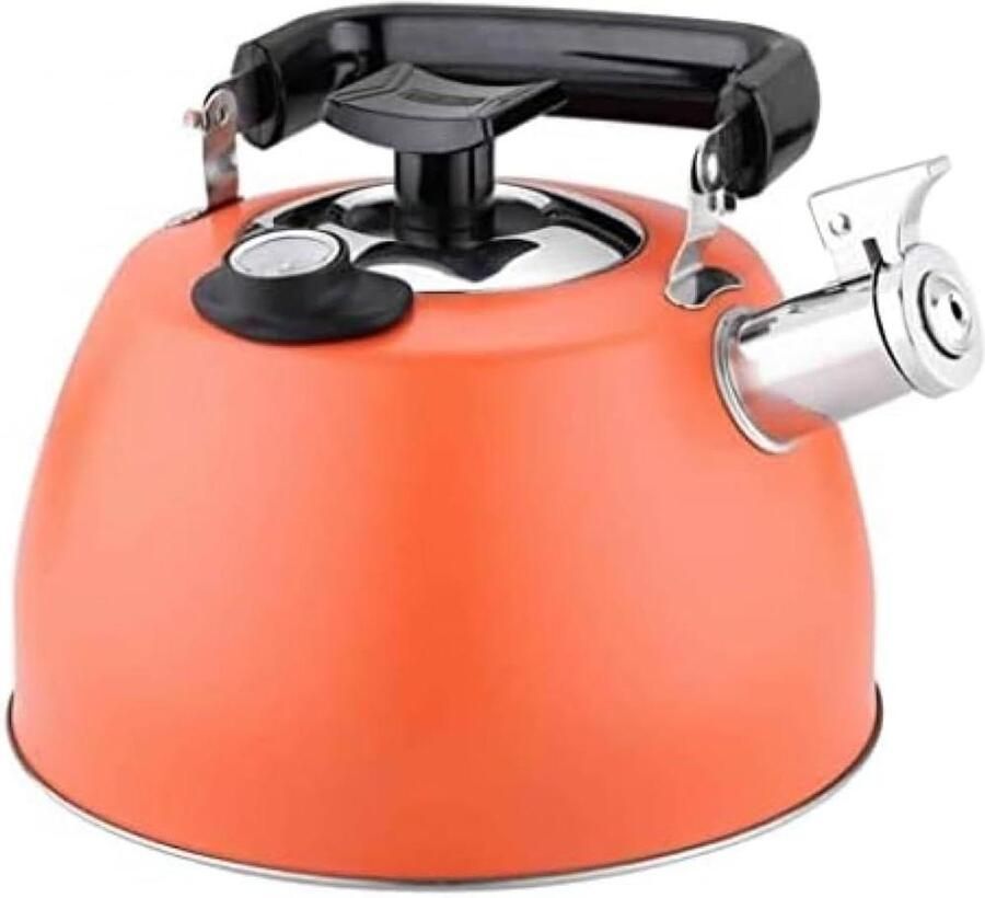 Fluitketel met Thermometer Waterkoker Kookplaat Thee Zetten Roestvrij Staal 304 3.5 Liter Oranje