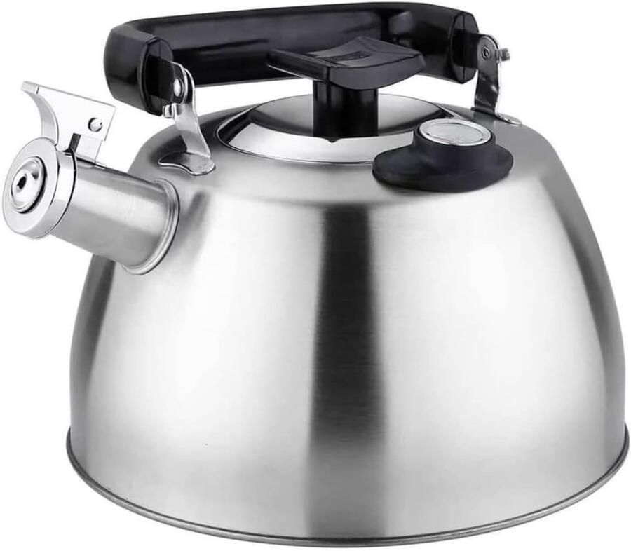 Fluitketel met thermometer Waterkoker theepot Thuis koken Hoorbaar fluitje 35 Liter Zilver