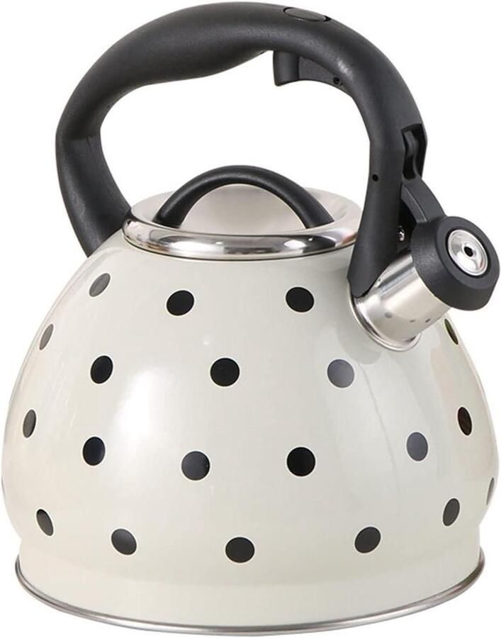 Fluitketel Polka Dot Theepot Waterkoker Water Koken Melodieus Fluit Signaal 32 Liter Wit