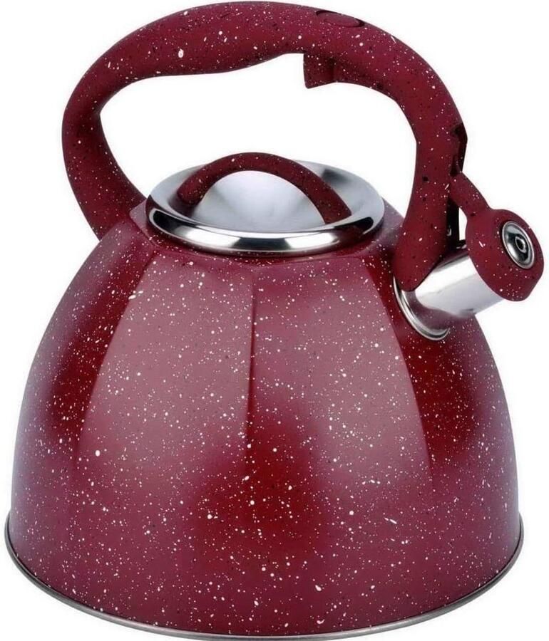 Fluitketel Roestvrij Staal Theepot Fornuis Waterkoker Water Koken Ingebouwd Fluitje 3.7L Rood