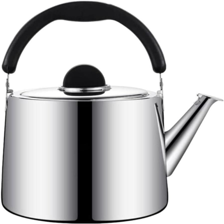 Waterkoker Fluitketel Theepot Kookplaat Water Koken Geluidsalarm 4L Zilver