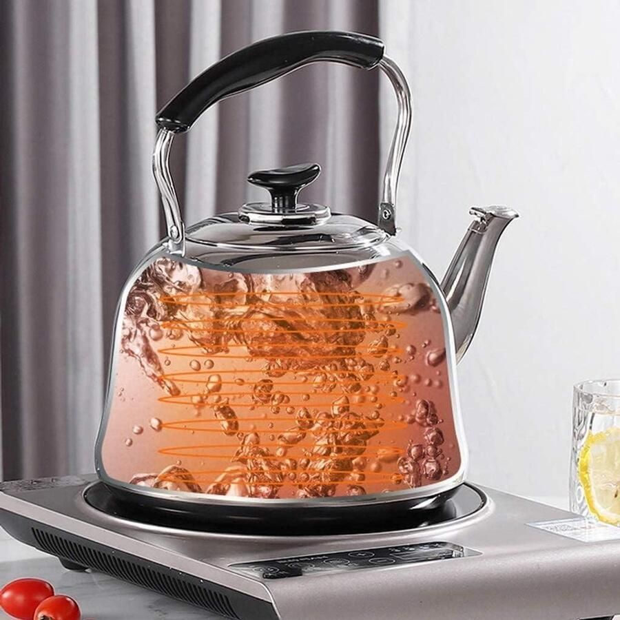 Fluitketel Roestvrij Staal Waterkoker Theepot Water Koken Fluit bij Kookpunt 4L 5L 6L Zilver