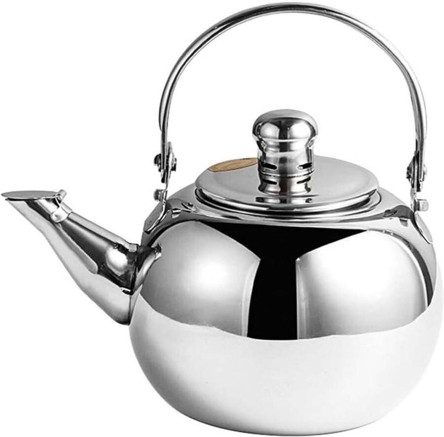 Fluitketel Roestvrij Staal Waterkoker Theepot Water Koken Snelle Warmtegeleiding 2L Zilverkleurig