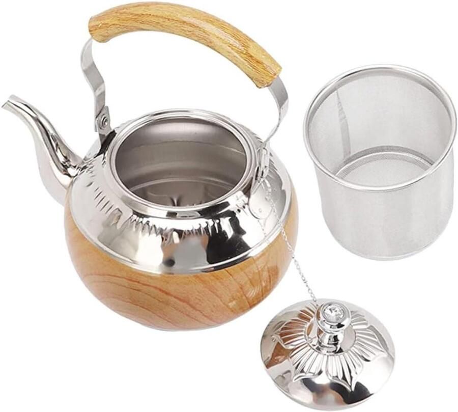Fluitketel Roestvrijstaal Waterketel Kookplaat Water Koken Met Fluitje 1L Zilver