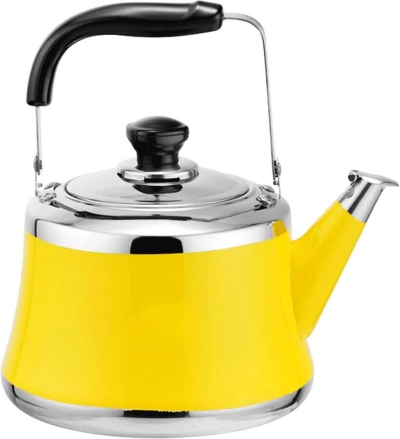 Fluitketel Roestvrijstaal Waterketel Theeketel Water Koken Luid Fluitsignaal 1.5L Geel