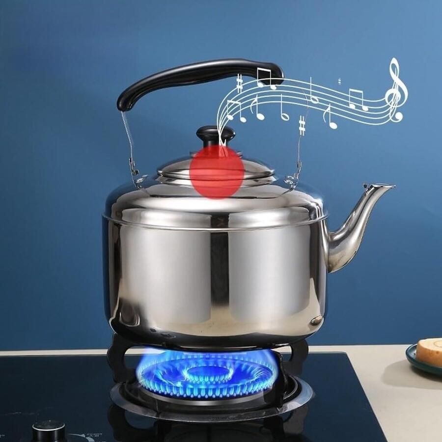 Waterketel Roestvrij Staal Theeketel Inductie Snel Water Koken Automatisch Fluit Signaal 1.5 Liter Inhoud Zilverkleurig