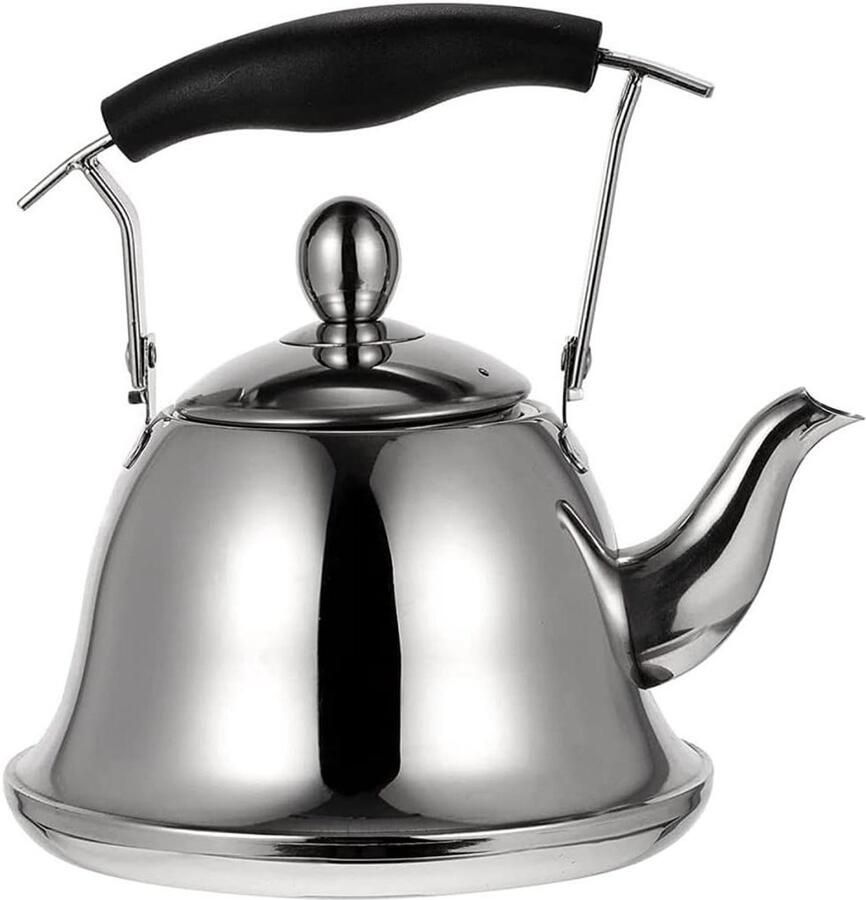 Fluitketel Roestvrij Staal Waterkoker Theepot Water Koken Automatisch Fluitend Geluid 1L Zilver