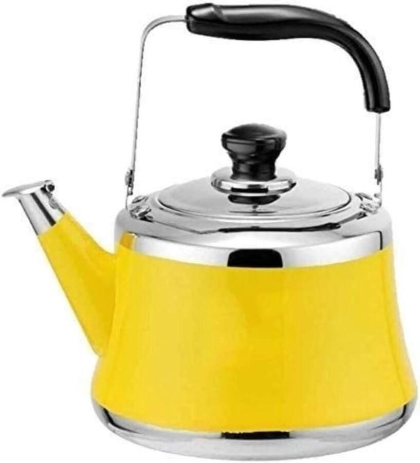 Fluitketel Roestvrijstaal Waterkoker Theepot Water Koken Gelijkmatige Warmteverdeling 4L Geel