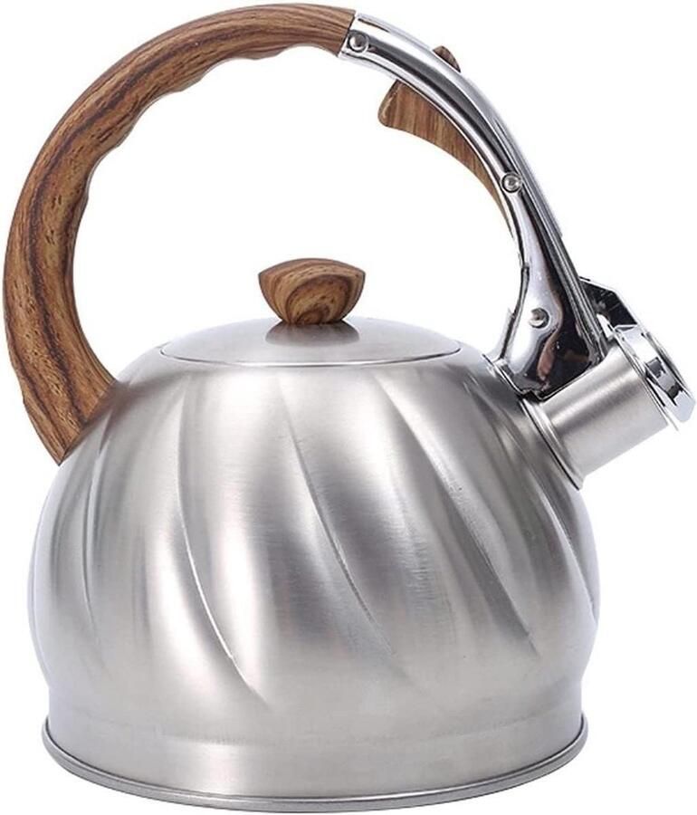 Fluitketel RVS Waterketel Theepot Water Koken Luid Fluitje 2L Zilver