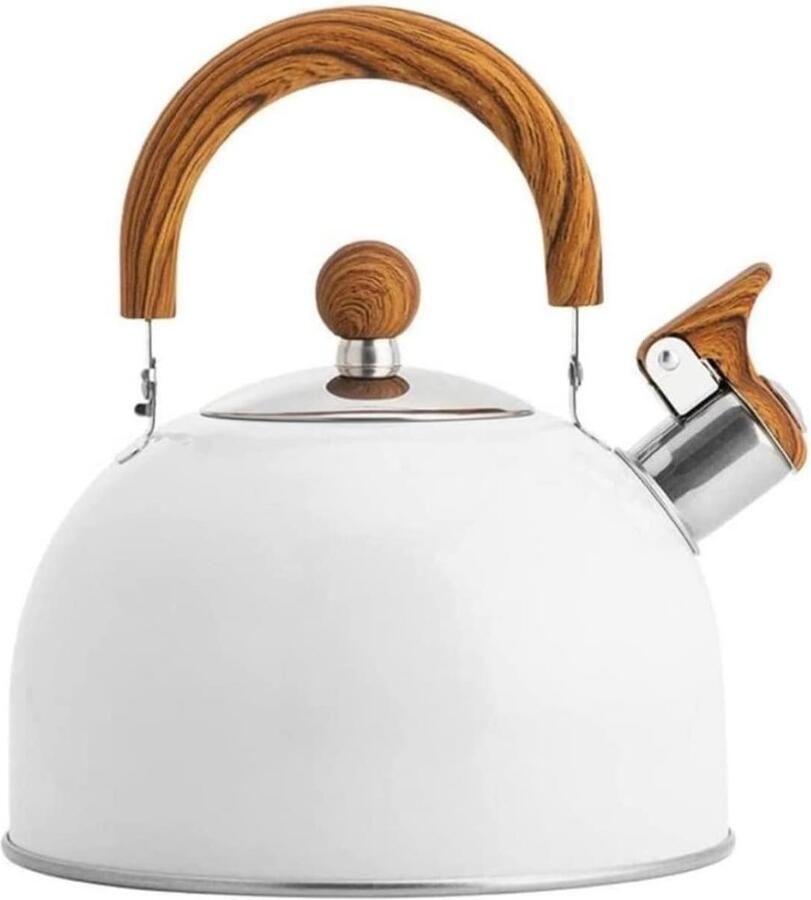 Fluitketel RVS Waterkoker Ketel Snel Water Koken Duidelijk Fluit Signaal 2.5 Liter Wit