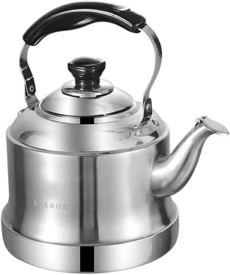 Fluitketel RVS Waterkoker Keuken Koffie en Thee Voedselveilig Roestvrij Staal 6 Liter Zilverkleurig