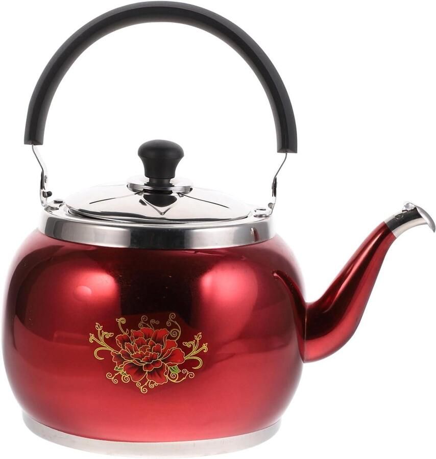 Fluitketel RVS Waterkoker Kookplaat Theeketel Water Koken Automatisch Fluitende Ketel 0.5 Liter Rood