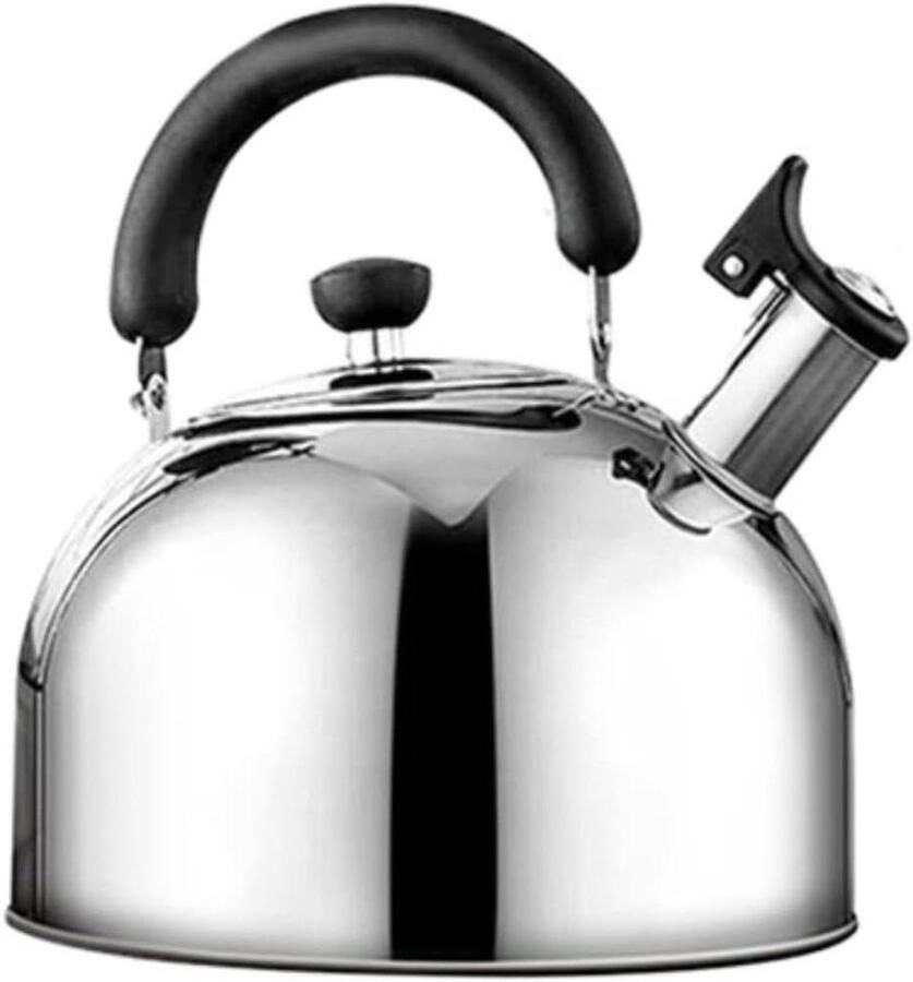 Fluitketel RVS Waterkoker Kookplaat Water Koken Geluidsignaal Bij Koken 3L Zilver