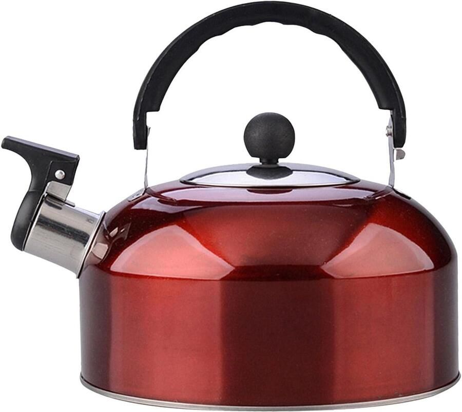 Fluitketel Rvs Waterkoker met fluit Thee en koffie Brede compatibiliteit 3L of 4L Rood