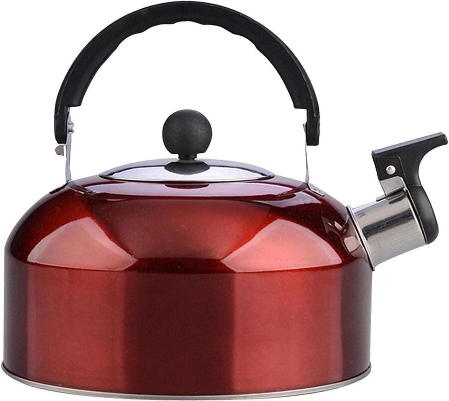 Fluitketel RVS Waterkoker Theepot Water Koken Brede Kookplaat Compatibiliteit 3L 4L Rood