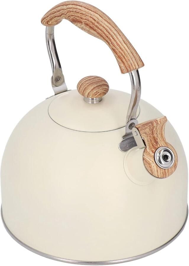 Fluitketel Theeketel Waterkoker Thuis Koffie en Thee Ergonomisch Handvat 25 Liter Beige