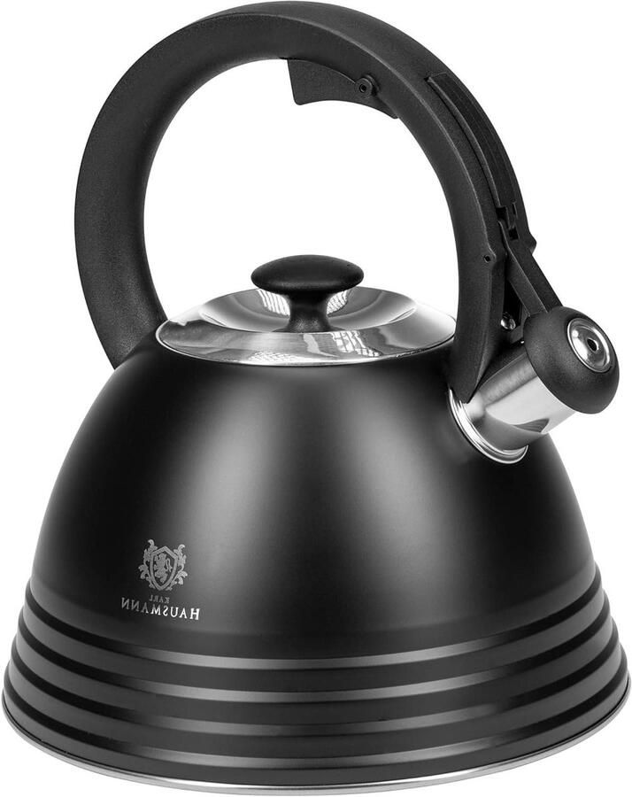 Fluitketel Waterketel RVS Water Koken Handgreep Koel 3 Liter Zwart