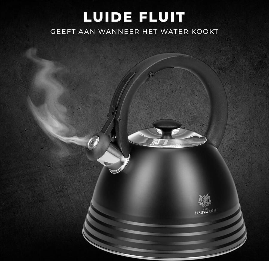 Fluitketel Waterketel Koffie Thee Zetten Handgreep Koel 3 Liter Zwart - Foto 2