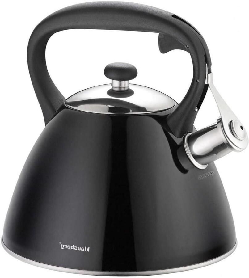 Fluitketel Waterkoker RVS Water Koken Geluidsignaal 3 Liter Zwart