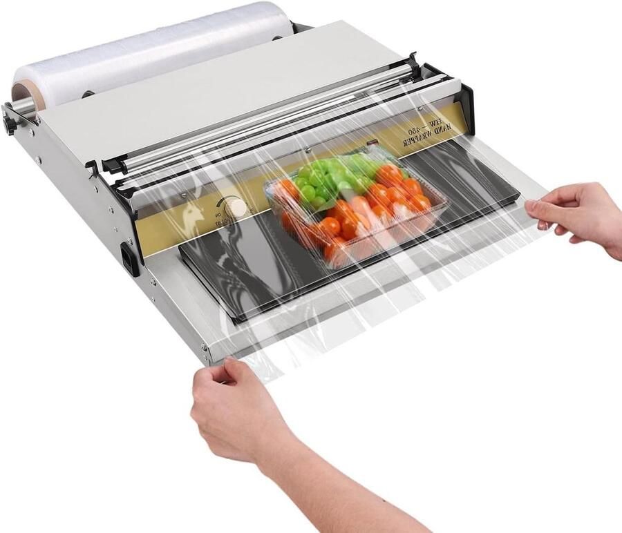 Folie Verpakker Sealer Machine Voedsel Vers Houden Verstelbare Temperatuur 45 cm Breed Zilver