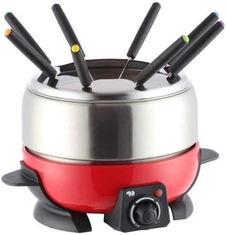 Fondue Apparaat Fonduepan Set Gezellig Tafelen Verstelbaar Thermostaat 2L Inhoud Rood