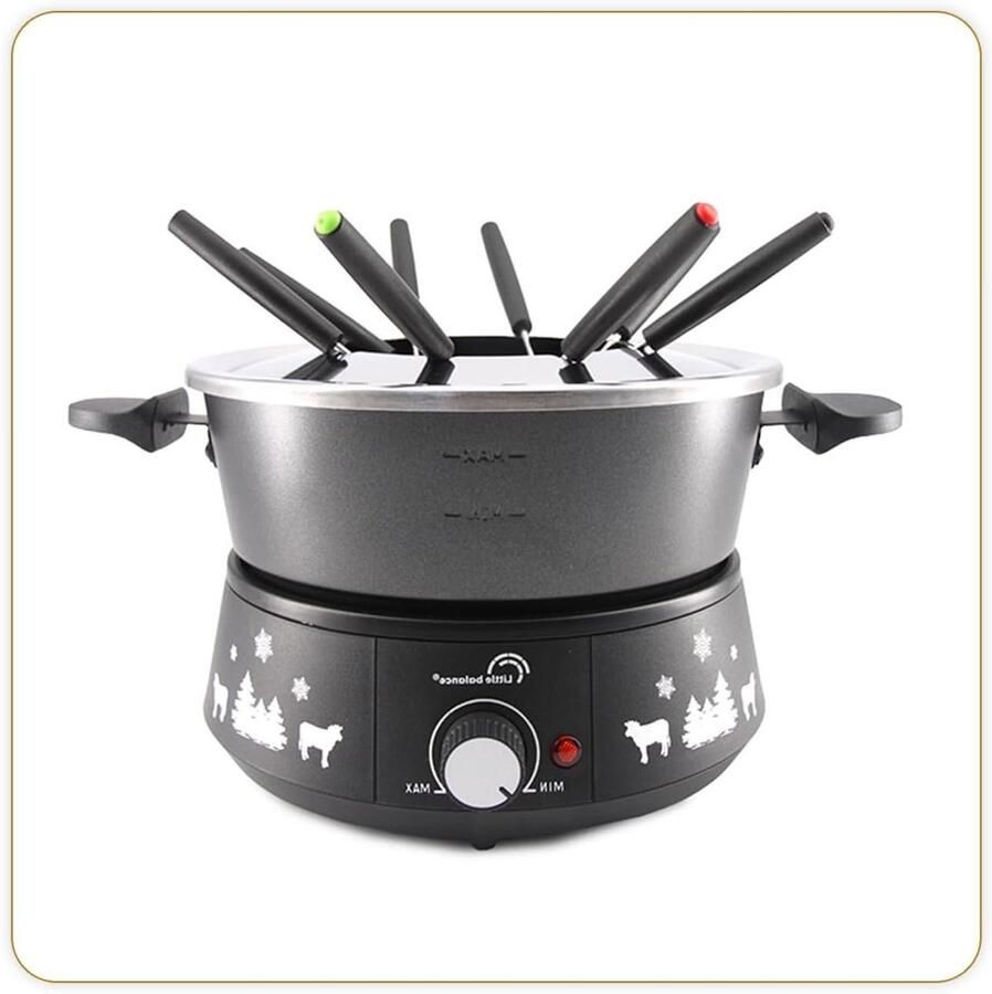 Fondue Apparaat Fornuis Set Gezellig Tafelen Instelbare Thermostaat 2 Liter Inhoud Zwart