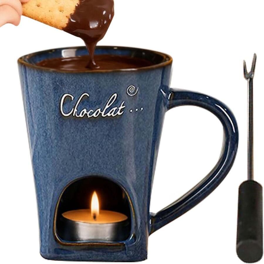 Fondue Beker Smeltpot Mok Chocolade Dopen Inclusief Vorkje 130ml Capaciteit