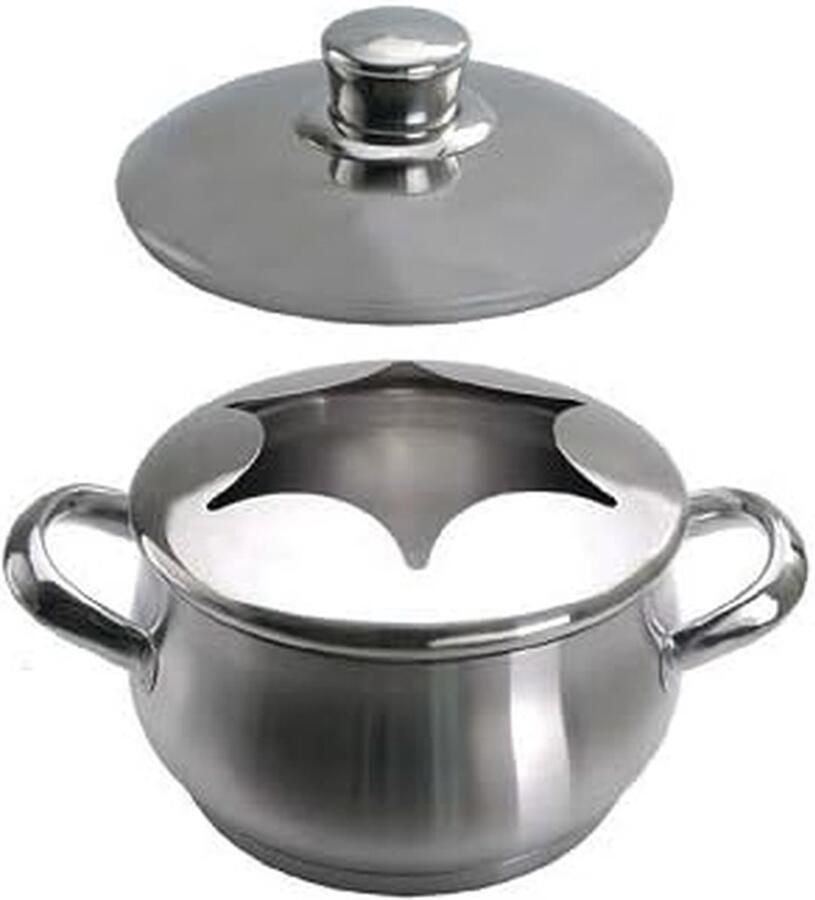 Fondue Caquelon Fonduepan Roestvrij Staal Gezellig Eten Voor Inductie 16 cm Diameter Zilverkleurig