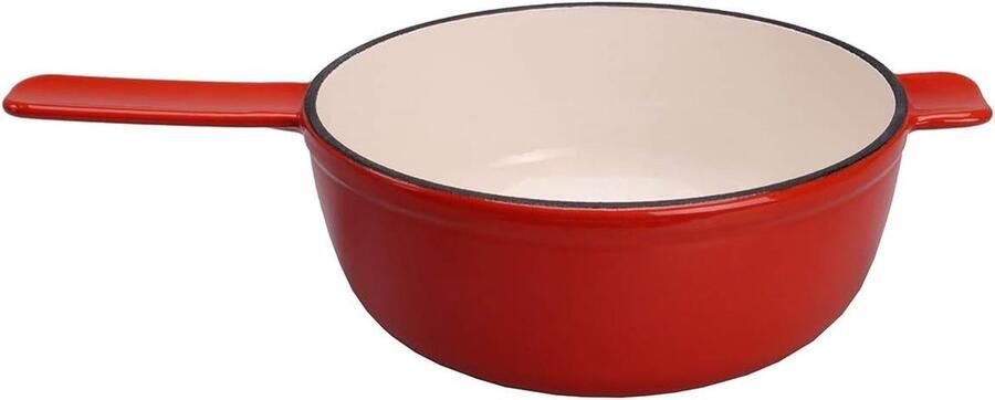 Fondue Caquelon Kaasfondue pan Gezellig tafelen Gietijzer geëmailleerd 20 cm 2 liter Rood