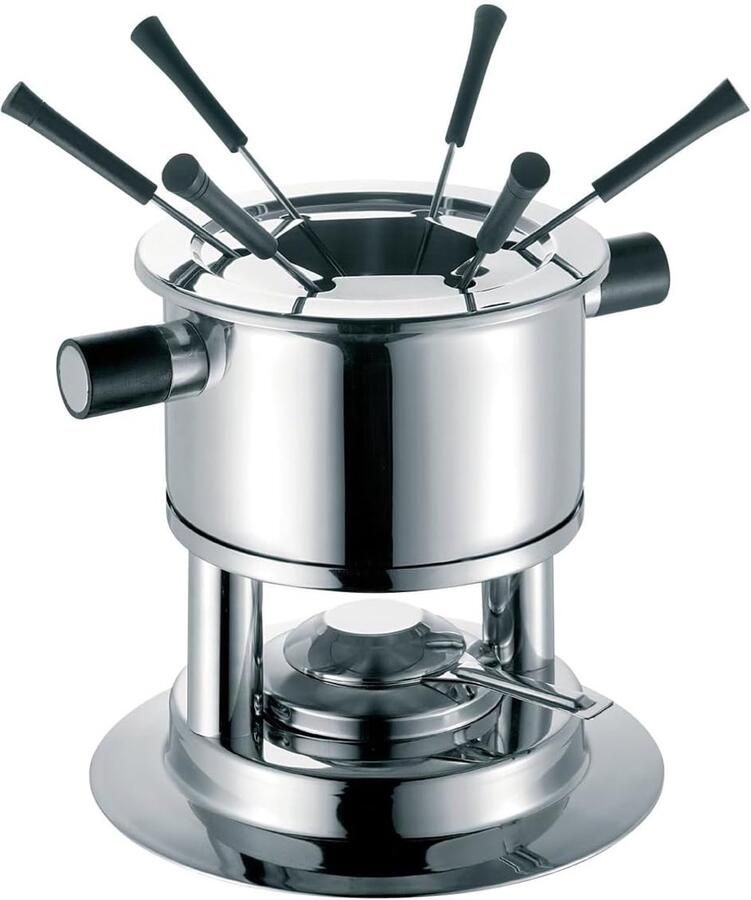 Fondue Mambo Kaasfondue Set Gezellig Tafelen Inductie Geschikt 16cm Pan Zilverkleurig
