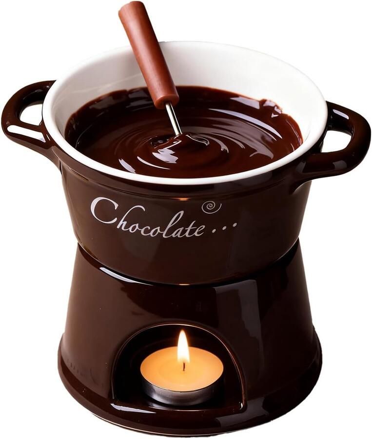 Fondue Mok Chocolade Warmer Dessert Saus Inclusief Lepel 11cm Diameter