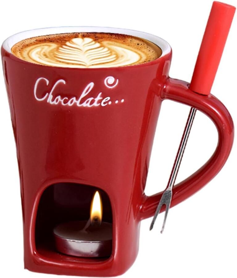 Fondue Mok Set Chocolade Dessert Gezellige Avonden Compact Formaat 11 x 8.8 x 12 cm