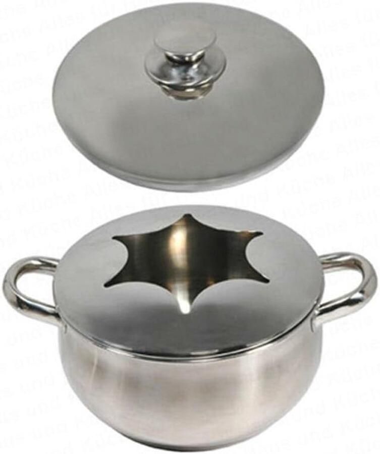 Fondue Pan Chinoise Caquelon Gezellig Tafelen Roestvrij Staal 2.7 Liter Zilverkleurig