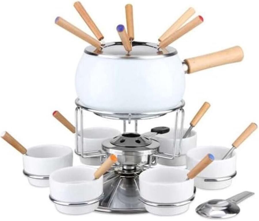 Fondue Set Diner Set Gezellig Tafelen 23 Delig 35 cm Wit