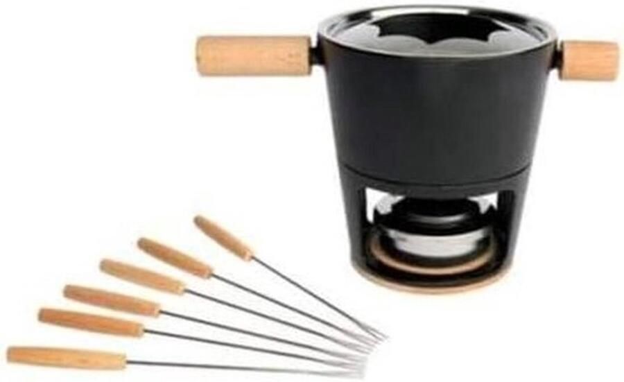 Fondue Set Fonduepan Set Gezellig Tafelen Gieteren Pan 1.8 L Zwart
