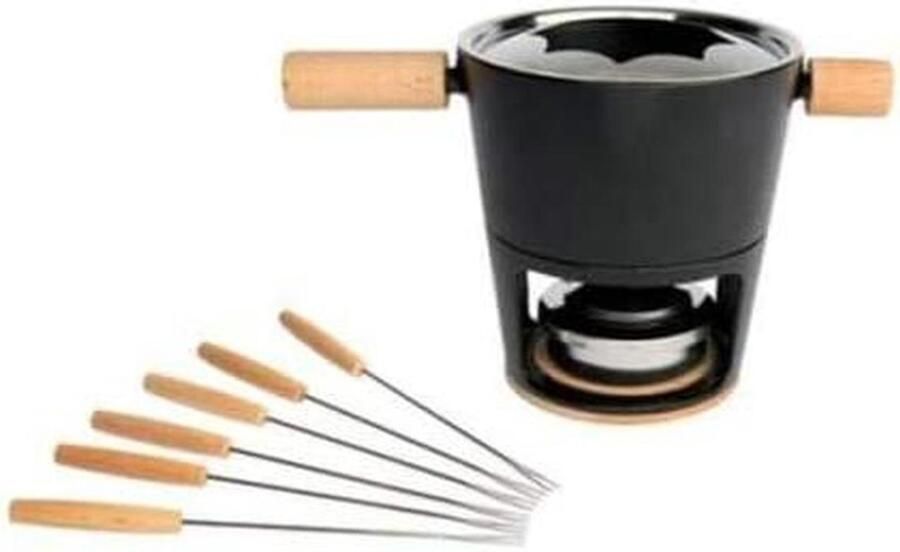Fondue Set Fonduepan Set Gezellig Tafelen Gieteren Pan 1.8 L Zwart