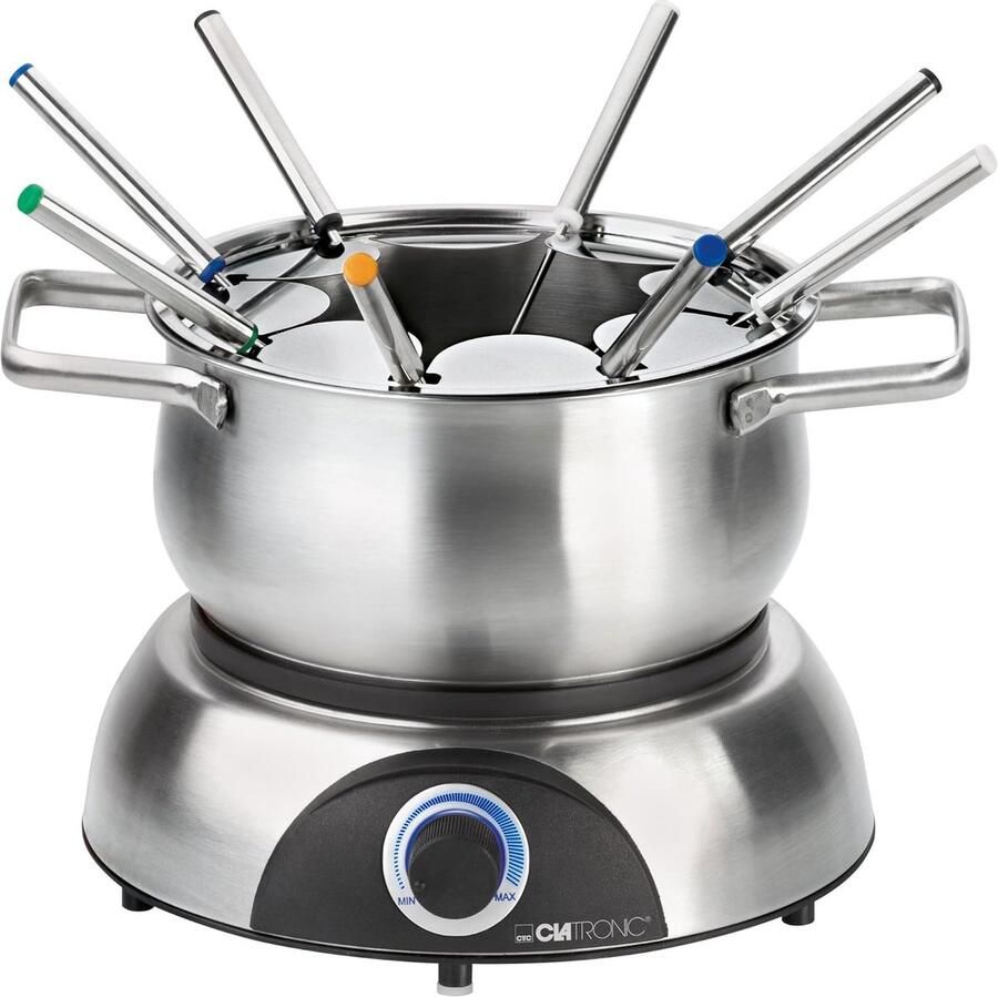 Fondue Set Kaas & Chocola Gezellig Tafelen Regelbare Thermostaat 8 Personen Zilverkleurig