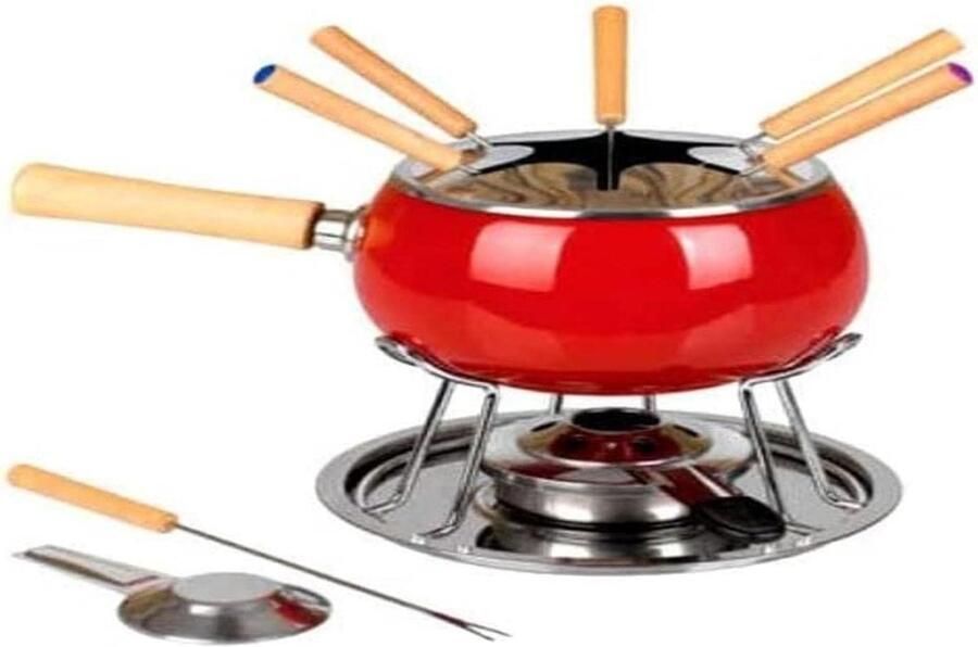 Fondue set Gourmet set Gezellig tafelen Roestvrij staal 12-delig Zwart